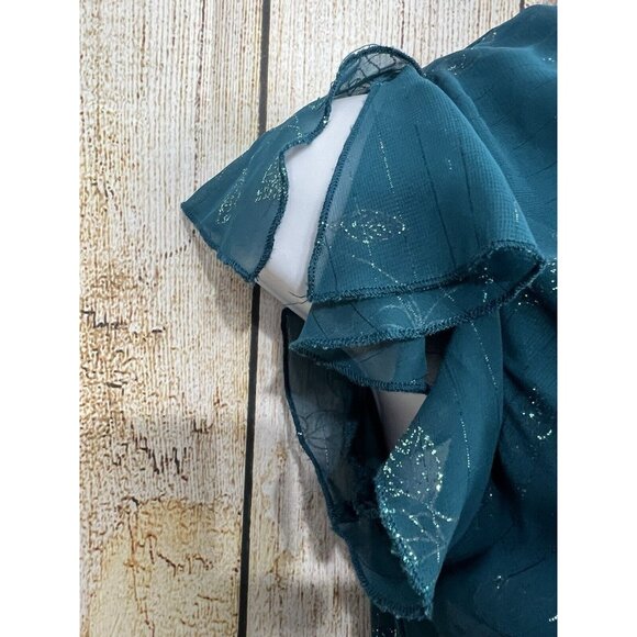 Vtg Y2K Speechless Dress Girl 16 Teal Handkerchief Hem Glitter Fairy Whimsigoth - Picture 7 of 10